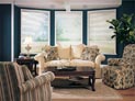 Hunter Douglas Trio shade for living room windows  cells of shade are opened
