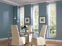 Hunter Douglas Trio shade for dining room windows  cells of shade are open